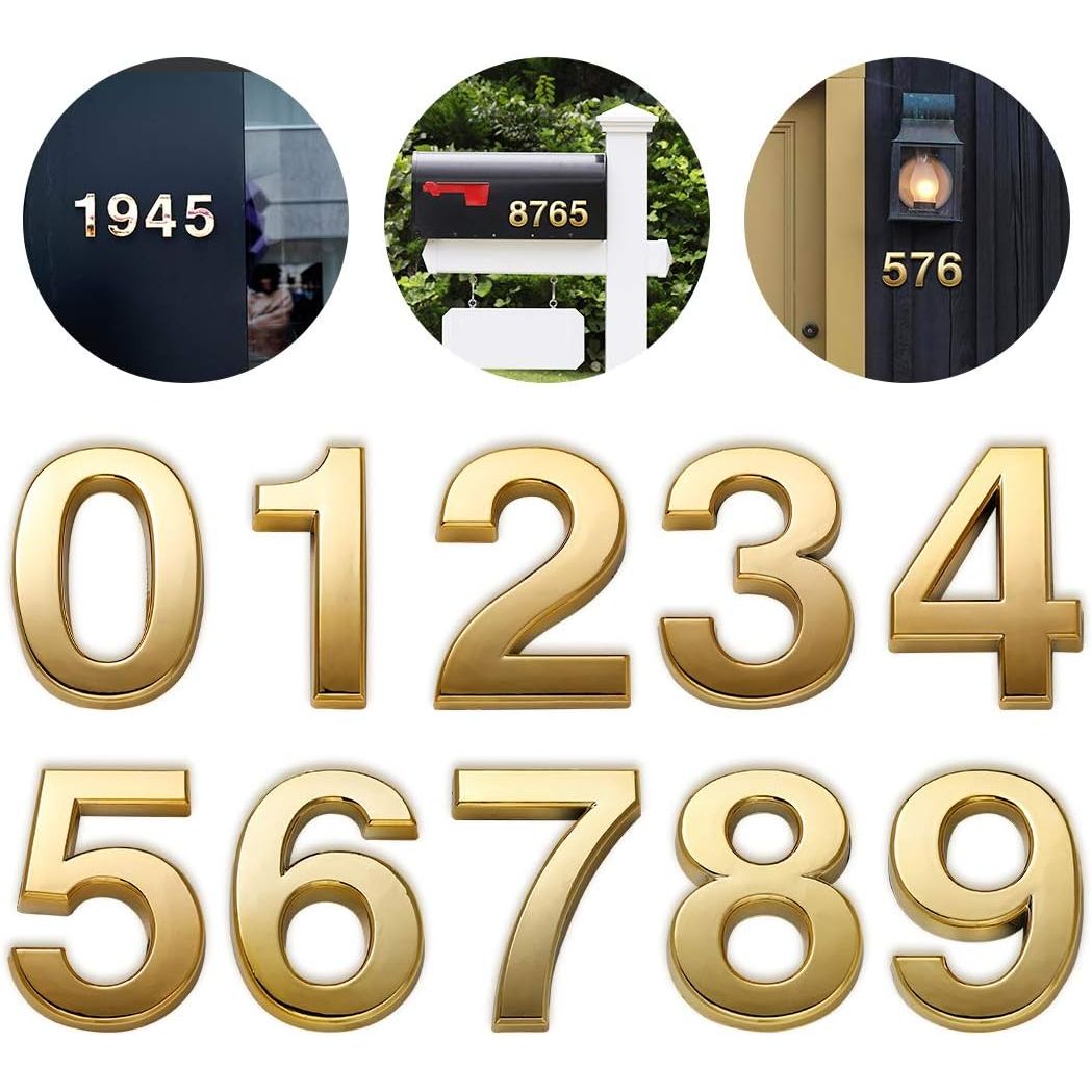 Buy now Mailbox Numbers for Outside, 2 Inch Door Address Number Stickers for Apartment Room, Gold Shiny, 1 Set of 10 Pcs. at indiglob india