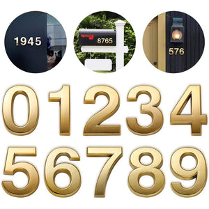 Mailbox Numbers for Outside, 2 Inch Door Address Number Stickers for Apartment Room, Gold Shiny, 1 Set of 10 Pcs.