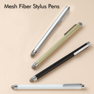 Stylus Pens for Touch Screens, ChaoQ 4 Pcs Mesh Fiber Stylus, with 4 Replaceable Mesh Tips and 4 Replaceable Rubber Tips (Silver, Black, White, Champagne)