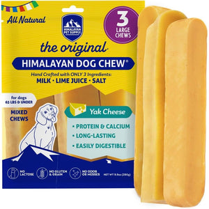 Himalayan Dog Chew Original Yak Cheese Dog Chew, 3 XL/Large Sticks, 3.3 oz, Gluten Free, Healthy Dog Treats, Grain & Lactose Free 100% Natural, Long Lasting Chews for Dogs Under 65 lbs
