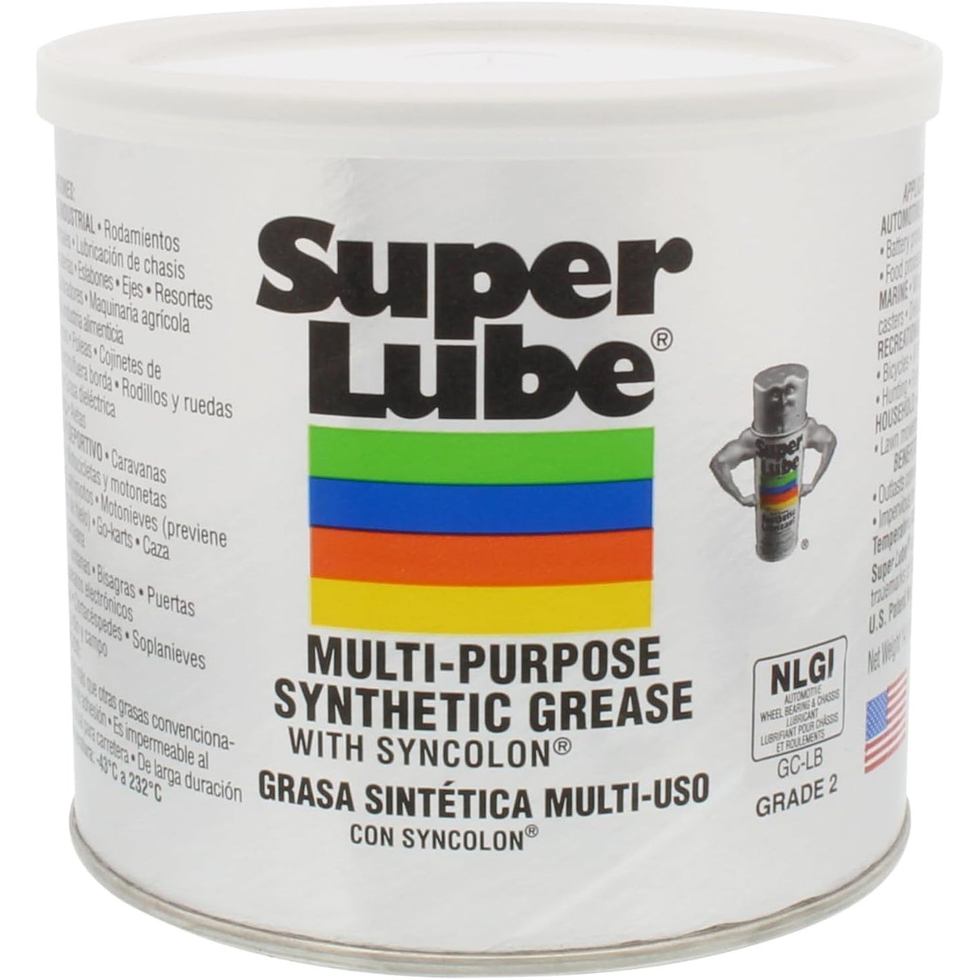 Super Lube 41160 Synthetic Grease (NLGI 2), 14.1 oz Canister, Translucent White
