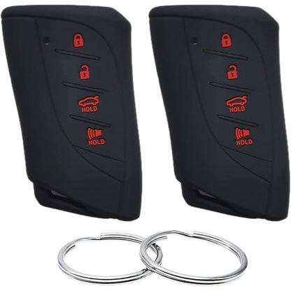 Silicone Rubber Key Fob Cover Compatible with Lexus (4 Buttons) ES300h ES350 LC500 LC500h LS500h NX350 NX250 NX350h GX460 LS500 RX350 (Black Black)