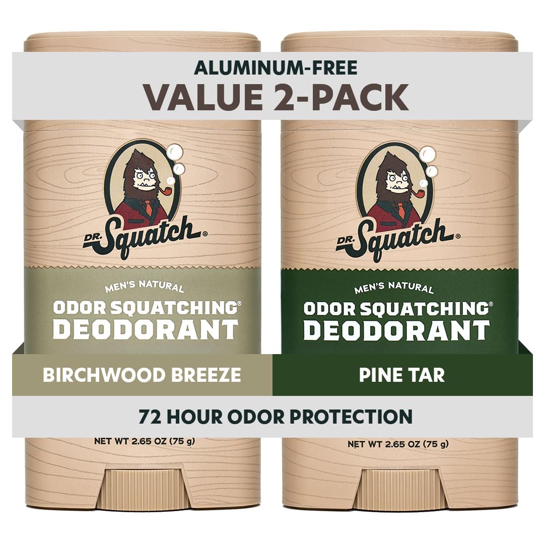 Buy now Dr. Squatch Natural Men’s Deodorant – Aluminum Free Natural Deodorant Men with Charcoal & Postbiotics for 72-Hour Odor Protection – Rainforest Rapids + Fresh Falls, 2.65oz Stick (2-Pack) at indiglob india