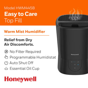 Buy now Honeywell Easy-to-Care Filter Free Warm Mist Humidifier, Medium Rooms, 1.5 Gallon Tank ƒ?? Humidistat for Bedroom, Home or Office Black at indiglob india