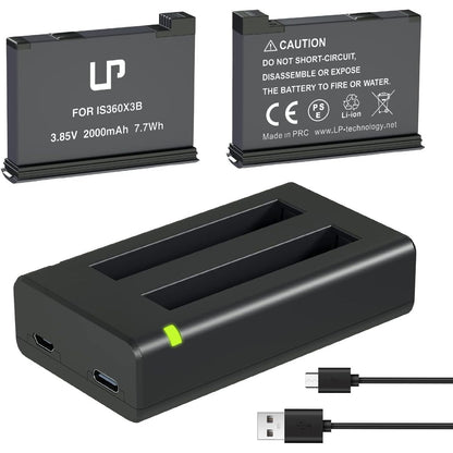 Insta360 ONE X Battery Charger Pack, Compatible with Insta360 ONE X Action Camera, LP 3-Pack Replacement Battery & Triple Slot USB Charger with Built-in TF Memory Card Reader