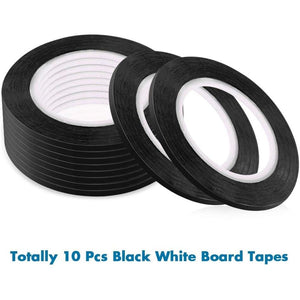 cridoz 10 Rolls 1/8 Pinstripe Tape Dry Erase Board Tape Whiteboard Thin Tape Lines Pinstriping Graphic Chart Line Grid Marking Tape, 108 Feet Per Roll
