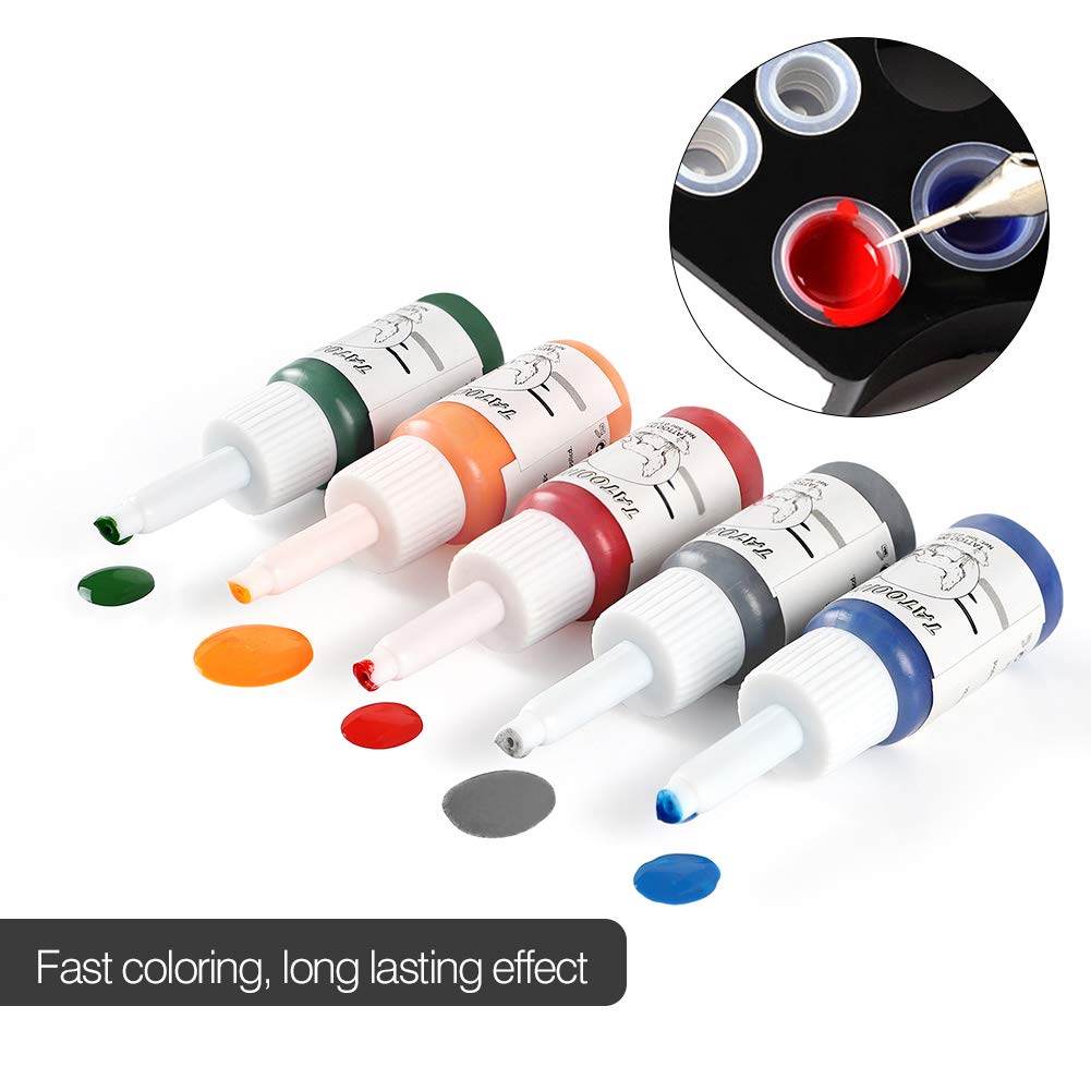 14 pcs Tattoo Ink Set 5ml Tattoo Professional Supply Black Color Set Tattoo Ink Red White Tattoo Ink Tattoo Pigment Set for Body Art Long Lasting - My Store