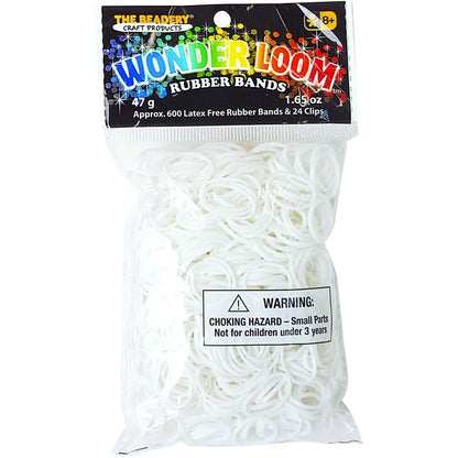 The Beadery - WonderLoom Bands, White - 600 Bands, 24 C-Clips - 7295073