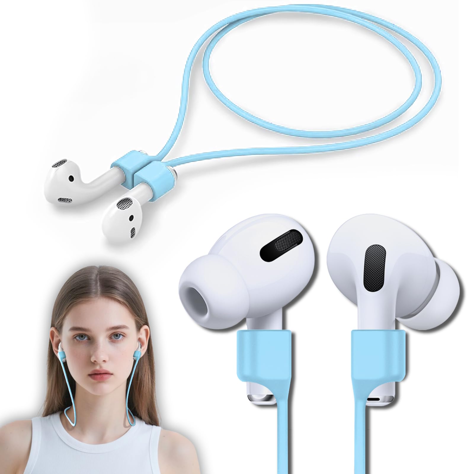 Buy now 5 Pack Ultra Strong Magnetic AirPods Pro Straps, Anti-Lost Neck Cord for AirPods Pro 3 2025,AirPods 4th, AirPods Pro 2nd/1st, AirPod 3rd, AirPod 2nd/1st - 5 Pcs Silicone Sports Lanyard and 2 Ear Hook at indiglob india