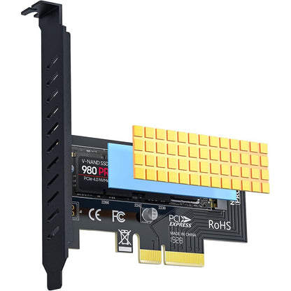 AMPCOM M.2 NVME SSD to PCIe 4.0 X4 Adapter Card with Copper Cooling Best Heatsink Upgraded for Desktop PC, PCI-E GEN4 Full Speed 64Gbps