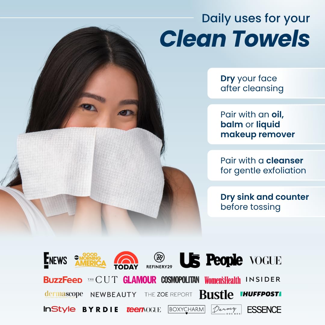 Buy now Clean Skin Club Clean Towels®, 100% USDA Biobased Face Towel, Disposable Face Towelette, Eczema Association Accepted, Makeup Remover Dry Wipes, Ultra Soft, 1 Pack, 25 Ct at indiglob india
