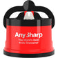 AnySharp – GLOBAL – Hands Free Knife Sharpener - Easy to Use Sharpening Tool with PowerGrip Suction Base and 20-Degree Pre-set Angle - For All Knives: Chef’s, Serrated, and Hardened Steel - Blue