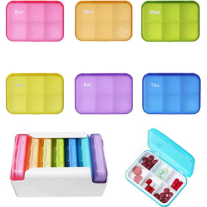 7 Piece Set Pill Organizer 6 Times a Day, Weekly Daily Travel Medicine Organizer Portable 7 Day 42 Compartments Pill Box with Moisture-Proof Pill Case Travel Pill Container for Vitamins,Supplements