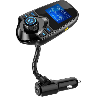 Nulaxy Car Bluetooth FM Transmitter [2024 Upgraded], 1.44" Display Flexible Gooseneck, Handsfree Call Wireless Music Stereo Audio Player Radio Adapter Car Kit USB Phone Charger, TF SD Card AUX-KM18