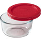 Pyrex Simply Store 2-Cup Single Glass Food Storage Container with Lid, Non-Pourous Glass Round Meal Prep Container with Lid, BPA-Free Lid, Dishwasher, Microwave, Oven and Freezer Safe