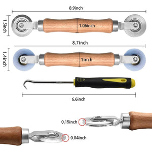 BAYTORY 3Pcs Screen Tool, Window Screen Spline Roller Tool with Wooden Handle and Steel/Nylon Bearing Wheels, Mesh Screen Door Repair Kit Easy to Use