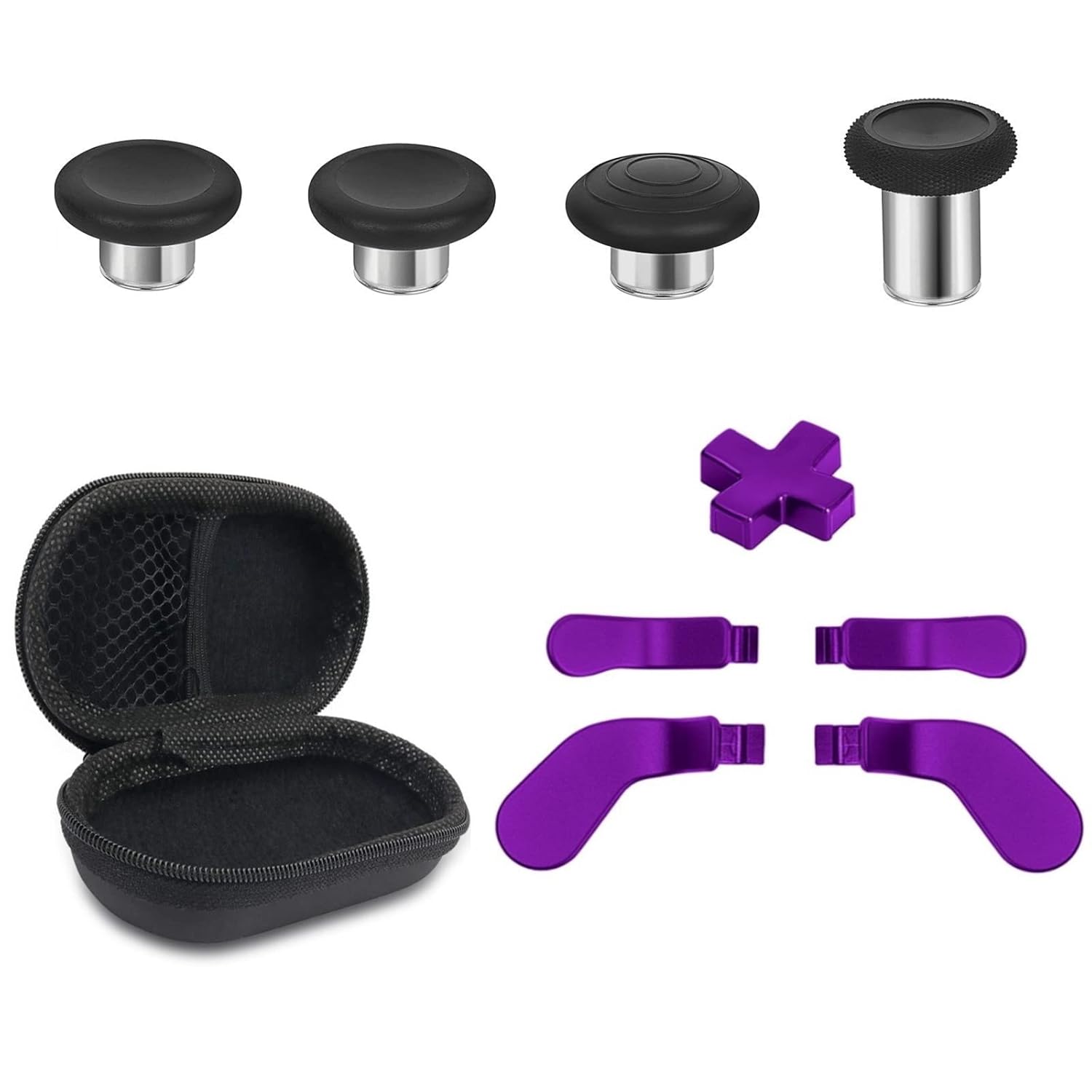Buy now Metal Replacement Thumbsticks for Xbox Elite Controller Series 2 Core, Component Pack Includes 4 Swap Magnetic Joysticks, 4 Paddles, 1 Standard D-Pads, Accessories Parts for Xbox One Elite 2(Black) purple at indiglob india