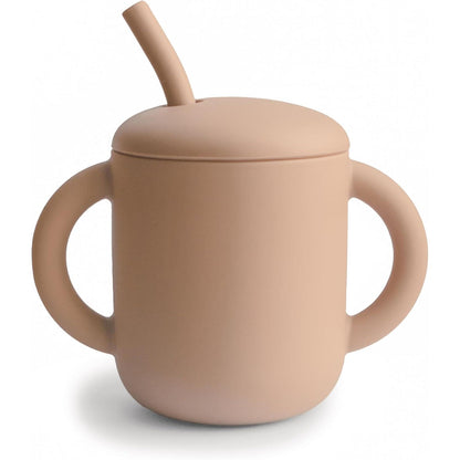 mushie 100% Silicone Training Cup & Straw for Toddlers | 6 Months+ (Shifting Sand)