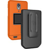 Case with Clip for CAT S22 Flip Phone, Nakedcellphone [Black] Slim Hard Shell Cover and [Rotating/Ratchet] Belt Hip Holster Holder Combo - Orange
