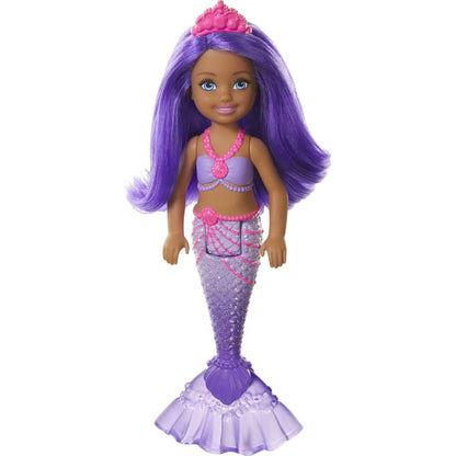 Barbie Dreamtopia Chelsea Mermaid Doll with Pink Hair & Tail, Royal Headband Accessory, Small Doll Bends at Waist