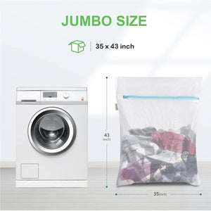 OTraki Large Mesh Washing Bag 43 x 35 in XL Laundry Bag Washer Machine Net Protector Large Washer Bag for Travel Camp College Student Dress Bedding Blanket Sheet Robe Cleaning Organizer Blue