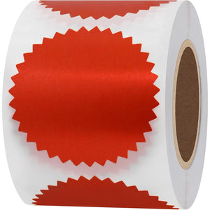 Hybsk 300pcs Notary Seals 2 inch Embossing Stickers Bright Red Metallic Certificate Sealing Labels with Serrated Edge for Awards Lega (Bright Red)