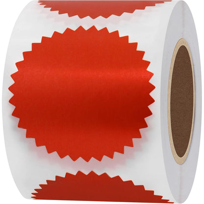 Hybsk 300pcs Notary Seals 2 inch Embossing Stickers Bright Red Metallic Certificate Sealing Labels with Serrated Edge for Awards Lega (Bright Red)