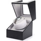Automatic Single Watch Winder, in Wood Shell and Black Leather/Carbon Fiber Leather, Japanese Motor