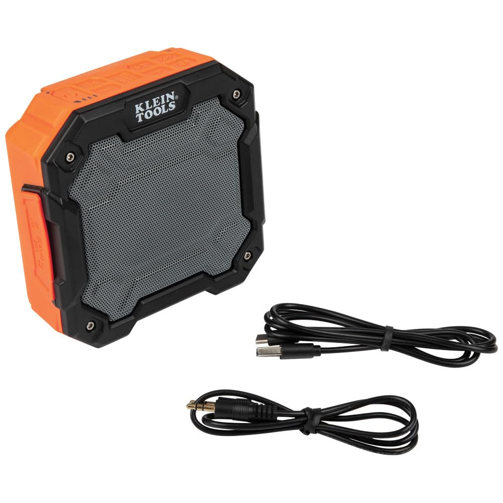 Buy now KLEIN TOOLS AEPJS3 Bluetooth Jobsite Speaker with Magnet and Hook, 20-Hr Run Time, Charge Via USB A or C, Pair Multiple Speakers Via Broadcast, Hands Free Capable at indiglob india