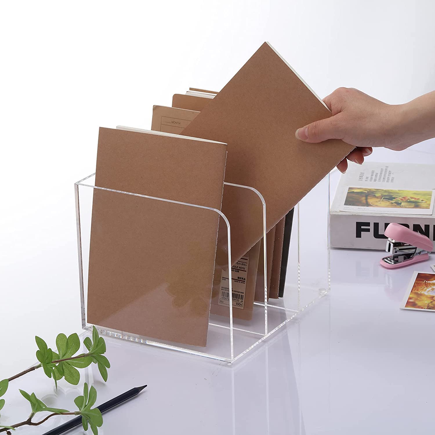 Buy now ROZO Magazine Holder, Clear Acrylic Desk File Organizer an Accessories, Office Organization and Storage 1 Pack (Clear 3V) at indiglob india