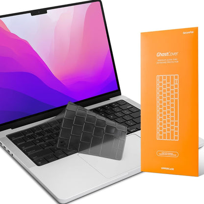 GhostCover Original Premium Ultra Thin Keyboard Cover Protector, Compatible with 2025 2024 2023 2022 2021 M4/M3/M2/M1 Pro/Max MacBook Pro 14/16, M4/M3/M2 MacBook Air 13/15, US ANSI Layout, Clear