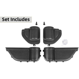 YOCTM Front Rear Door Organizer Tray For 2018 2019 2020 2021 2022 2023 2024 Jeep Wrangler JL 4XE JLU Rubicon Sport Sahara Gladiator JT Interior Storage Accessories Black (Front Door + Rear Door)