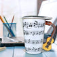 Lavezee Mug Cup With Guitar Handle And Art Musical Notes Holds 15 Oz, Tea Coffee Milk Ceramic Mug Gift For Music Lover