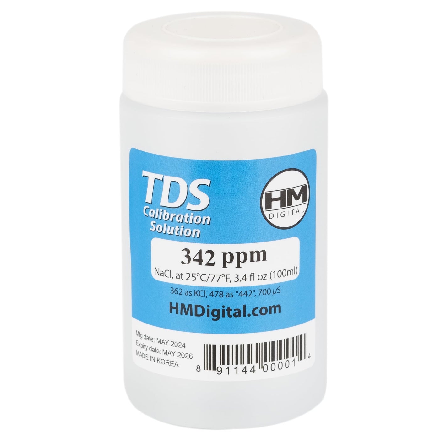Buy now HM Digital C342 TDS and EC Calibration Solution, 342 ppm (NaCl), 90 ml Volume, Transparent/Blue at indiglob india