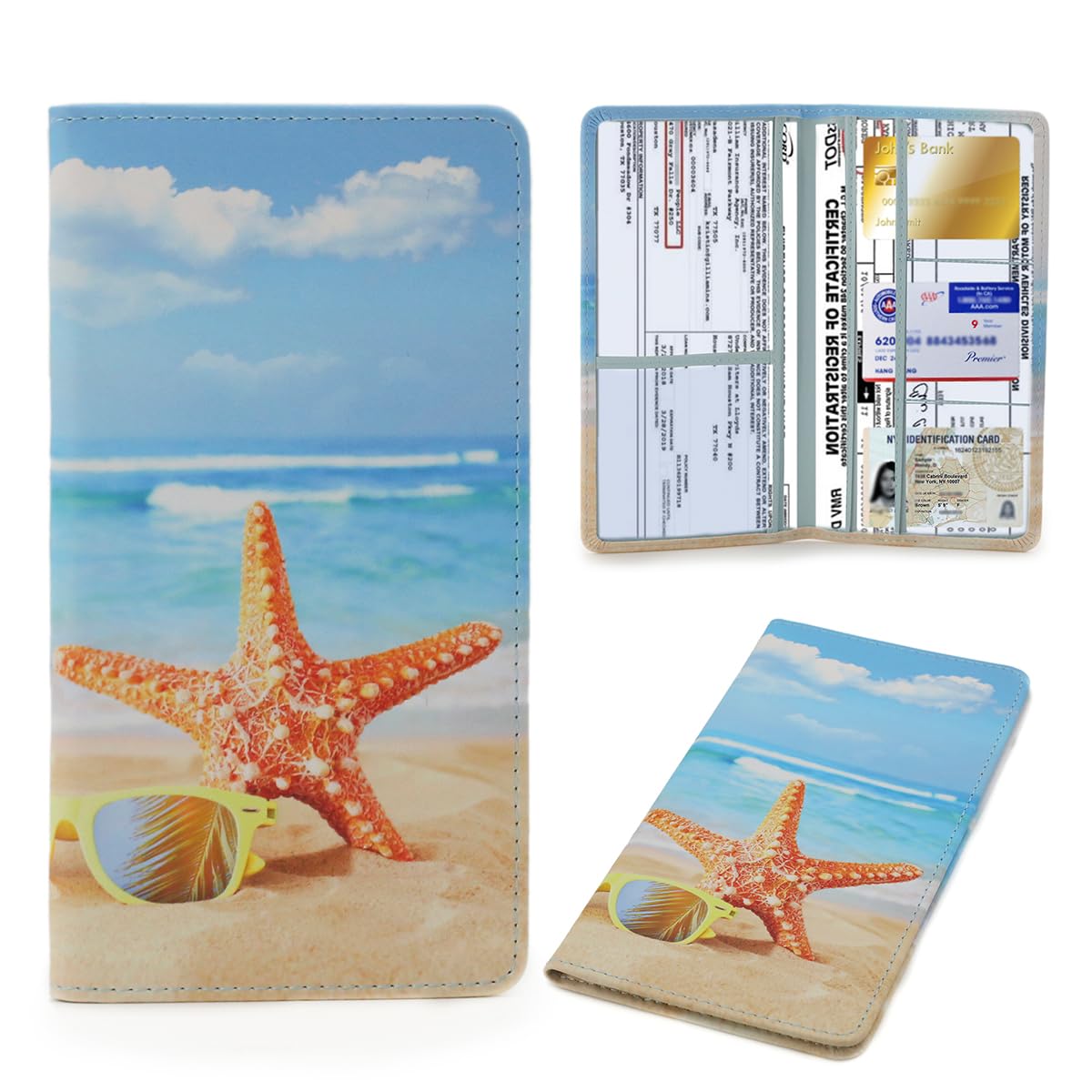 Buy now Leather Car Registration and Insurance Card Holder, Car Document Holder for Cards License with Magnetic Shut (Black, large) at indiglob india