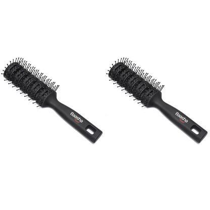 Baasha Hair Brush, Vented Brush for Blow Drying, Mens Short Hair Brush with Ball Tipped Bristles, Best for Wet or Dry Hair - Black