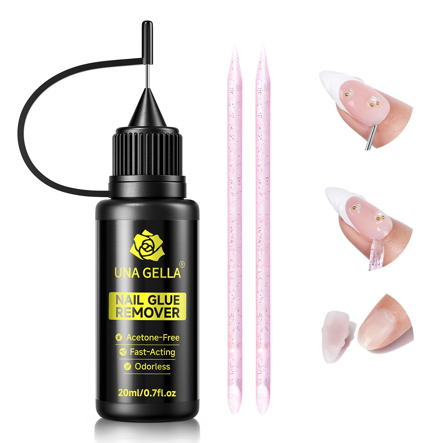 Buy now UNA GELLA Almond Gel Nail Tips, 504PCS Pre Etched Clear Fake Nails Tips Medium Almond Shape - 12 Sizes Full Cover Soft Acrylic Press On Nail Extensions No C Curve Gift for Diy at Home Nail glue remover at indiglob india