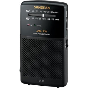 Sangean SR-35 AM/FM Analog Pocket Radio with Built-in Speaker, Black