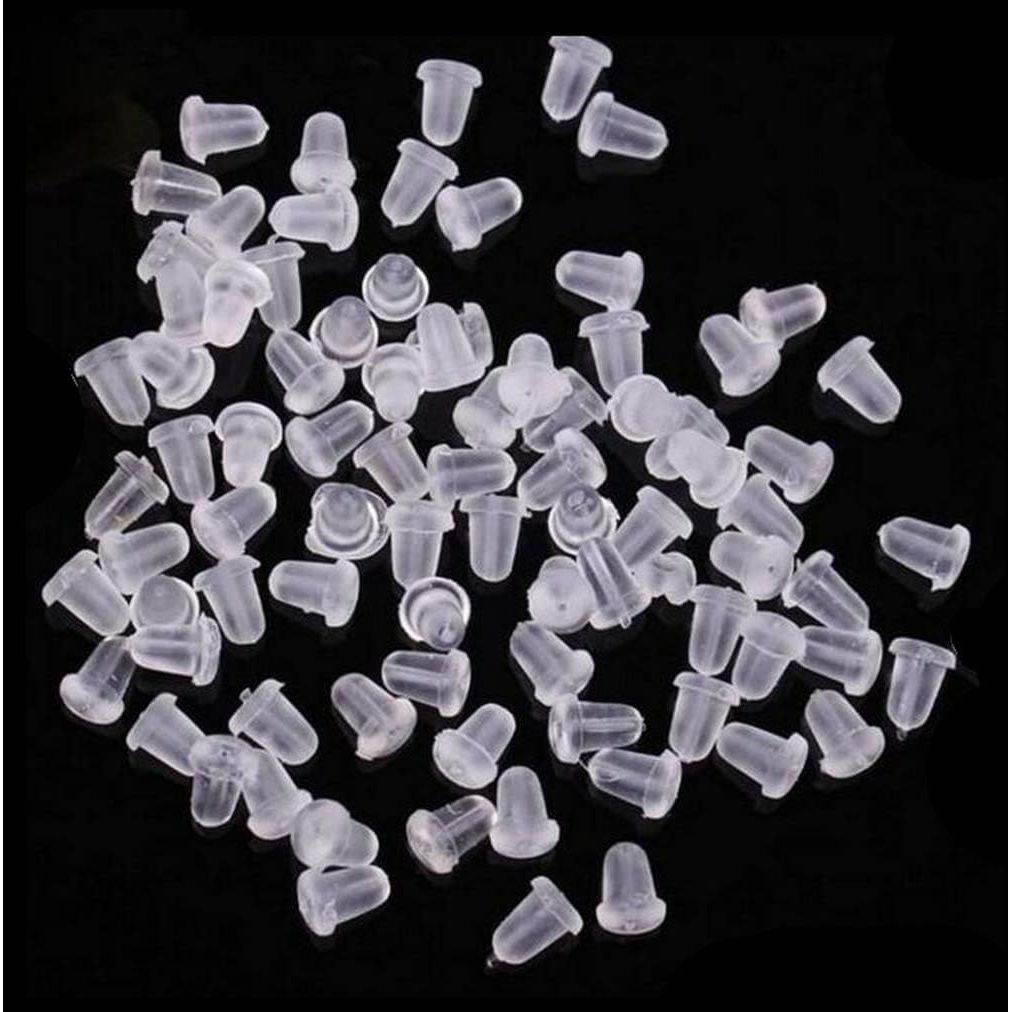 100Pairs Clear Silicone Earring Posts and Backs Kits Invisible Earrings Ear Sticks Earrings Piercing Retainers DIY Supplies for Ear Spacers Piercing Jewelry - My Store