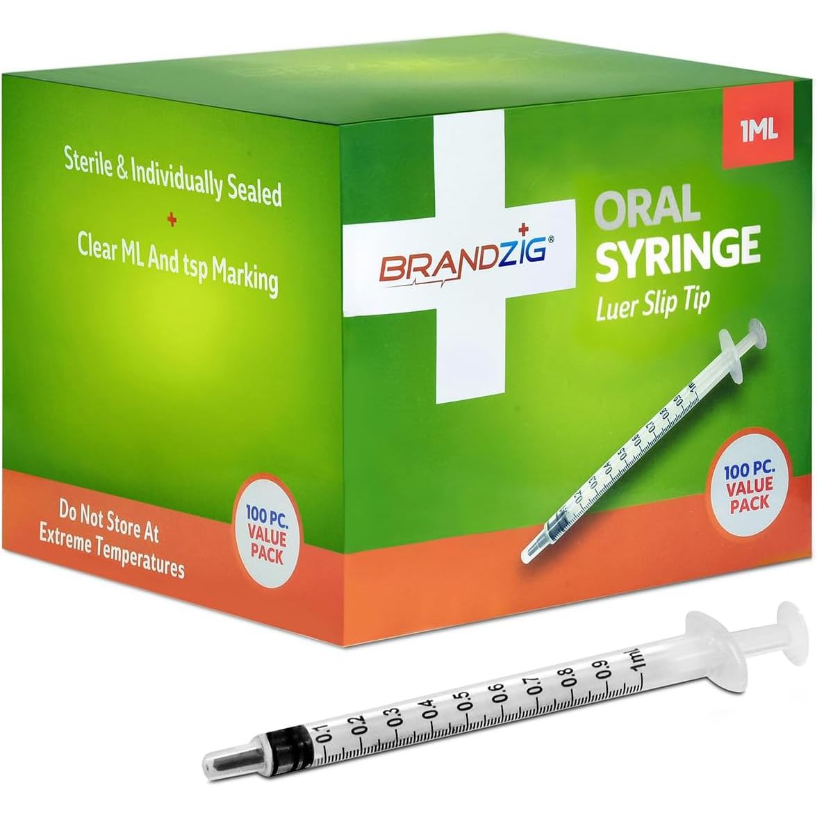 Buy now 1ml Oral Syringe - 100 Pack – Luer Slip Tip, No Needle, Sterile Individually Blister Packed - Medicine Administration for Infants, Toddlers and Small Pets at indiglob india
