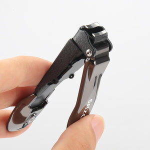 Nail Clipper with Catcher, No Mess Anti Splash Fingernail Toenail Clipper, Sharp and Heavy Duty Nail Cutter for Men and Women (Black)