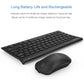 Arteck 2.4G Wireless Keyboard and Mouse Combo Ultra Compact Slim Stainless Full Size Keyboard and Ergonomic Mouse for Computer/Desktop/PC/Laptop and Windows 10/8/7 Build in Rechargeable Battery