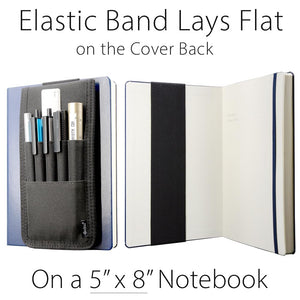 Pen Holder, Pencil Holder, Pen Sleeve Case for Hard Cover Journals, Notebooks, Books, Binders, Hold Multi Pens Pencils Rulers Durable Fabrics, Detachable, Elastic Band. Black.