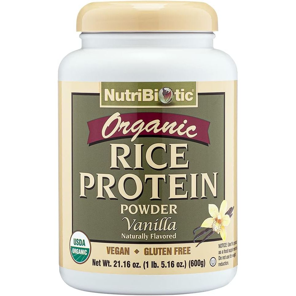 NutriBiotic Certified Organic Rice Protein Vanilla, 1 Lb. 5 Oz | Low Carbohydrate Vegan Protein Powder | Raw, Certified Kosher & Keto Friendly | Made Without Chemicals, GMOs & Gluten | Easy to Digest