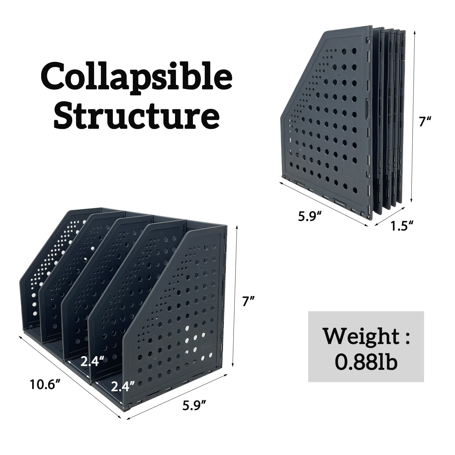 Buy now Sutekus Collapsible File Holder Desk Organizer File Folder Holder Organizer for Desk Office Home Organization, 4 Compartments (Black) at indiglob india