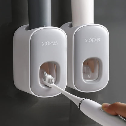 MOPMS Toothpaste Dispenser Wall Mounted for Bathroom Automatic Toothpaste Squeezer for Kids and Adult (Black-1Pcs)
