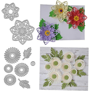 Metal 6 PCS 3D Flowers Cutting Dies,Six Flowers Leaves Die Cuts Embossing Stencils Template Mould for Card Scrapbooking and DIY Craft Album Paper Card Decor