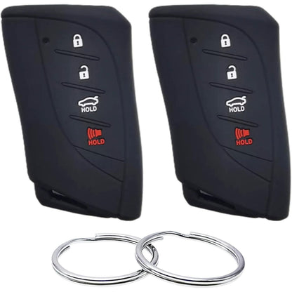 Silicone Rubber Key Fob Cover Compatible with Lexus (4 Buttons) ES300h ES350 LC500 LC500h LS500h NX350 NX250 NX350h GX460 LS500 RX350 (Black Black)
