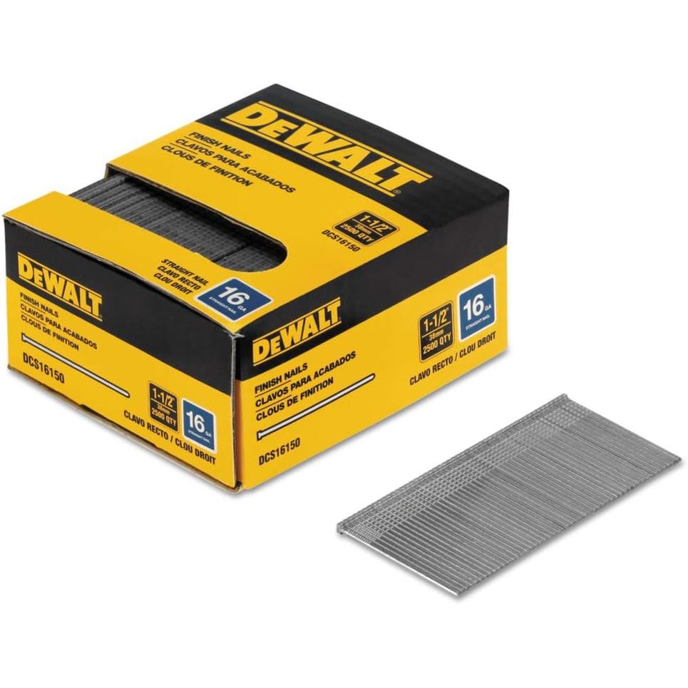 Buy now DEWALT Finish Nails, 1-1/2-Inch, 16GA, 2000-Pack (DCS16150), Glossy Exclusive Paper One Size at indiglob india