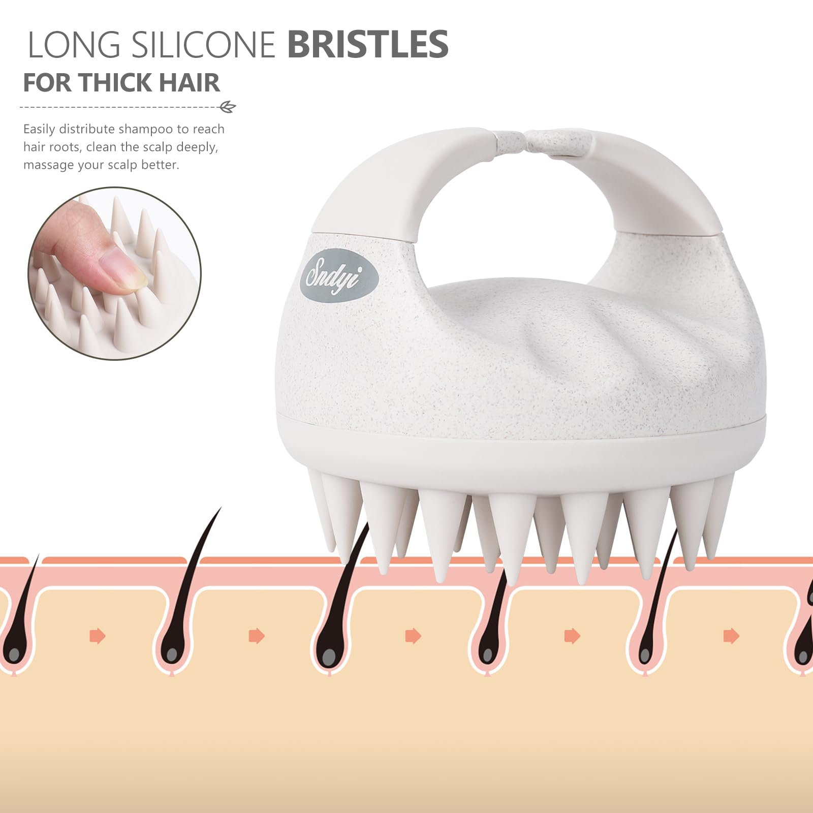 Buy now Sndyi Soft Silicone Scalp Massager for Dandruff Removal and Hair Growth - Wet Dry Scalp Exfoliator Brush for Scalp Care - Beige at indiglob india